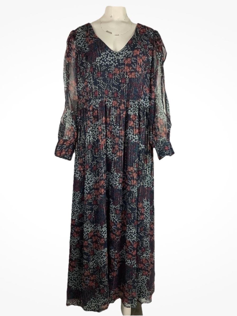 Modcloth Sz 4X Maxi Chiffon Floral Party Wedding Shift Dress Multicolor